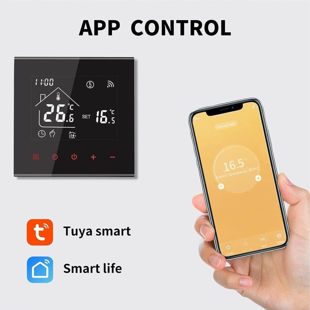 MincoHome Smart Thermostat Save Energy WiFi Digital Room Thermostat Underfloor Heating Temperature Controller Compatible Amazon Alexa, Google Assistant (Black for Gas Boiler/Water Heating)