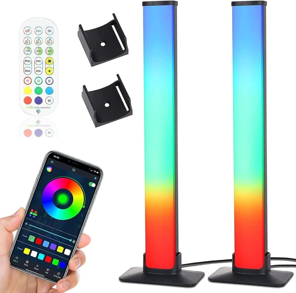 2PCS Smart LED Light Bars,Bluetooth Smart Ambient Lighting TV with 16 Million Colors,RGB Gaming Light with APP Remote Control,Sync to Music Rainbow RGB Light Bars for TV,PC,Party,Car,Movies,Room 2PCS Smart LED Light Bars,Bluetooth Smart Ambient Lighting TV with 16 Million Colors,RGB Gaming Light with APP Remote Control,Sync to Music Rainbow RGB Light Bars for TV,PC,Party,Car,Movies,Room