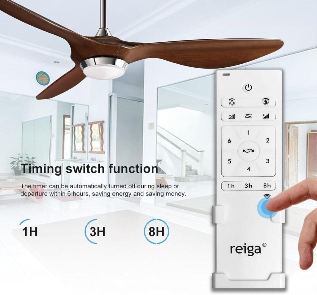 reiga 132cm Hand-painted Smart Ceiling Fan with Dimmable LED Light Remote Control Modern Blades Reversible DC Motor, 6-Speed, Timer