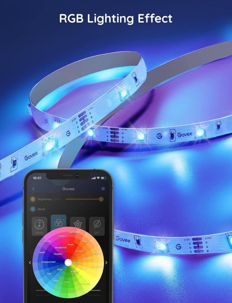 Govee Alexa LED Lights 10m, Smart WiFi App Control RGB LED Strip Lights, Work with Alexa and Google Assistant, Colour Changing, Music Sync for Bedroom, Kitchen, TV, Party, Christmas Decoration