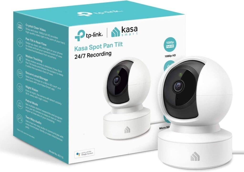 TP-Link Kasa Smart Security Camera, Baby Monitor, 360°rotational views, No Hub Required, Works with Alexa(Echo Spot/ShowFire TV), Google Home/Chromecast, 1080p, 2-Way Audio with Night Vision(KC115) TP-Link Kasa Smart Security Camera, Baby Monitor, 360°rotational views, No Hub Required, Works with Alexa(Echo Spot/ShowFire TV), Google Home/Chromecast, 1080p, 2-Way Audio with Night Vision(KC115)