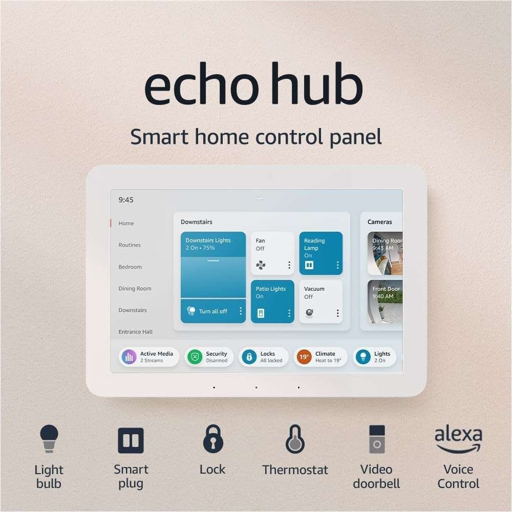 Echo Hub (Newest gen) | 8 smart home control panel with Alexa | Compatible with thousands of devices
